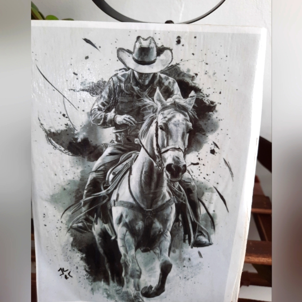 Cowboy And Horse - Rodeo-  Pencils hand drawing / 6 x 6